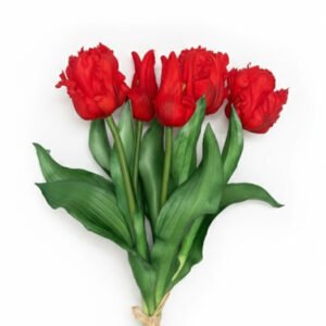 Silikoninių tulpių puokštė (5 žiedų)